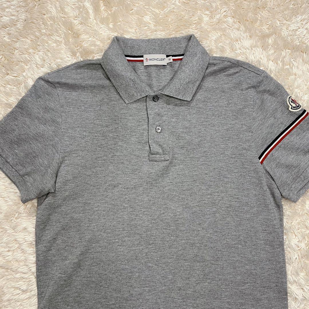 MONCLER モンクレール ポロシャツ グレー トリコロール メンズ Sサイズ