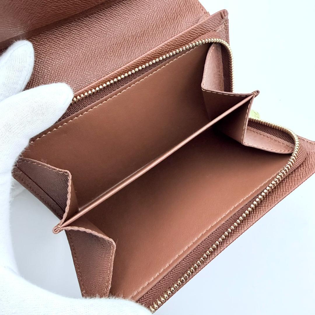 ルイヴィトン モノグラム ポルトモネビエ トレゾール 二つ折り財布 Lジップ 茶