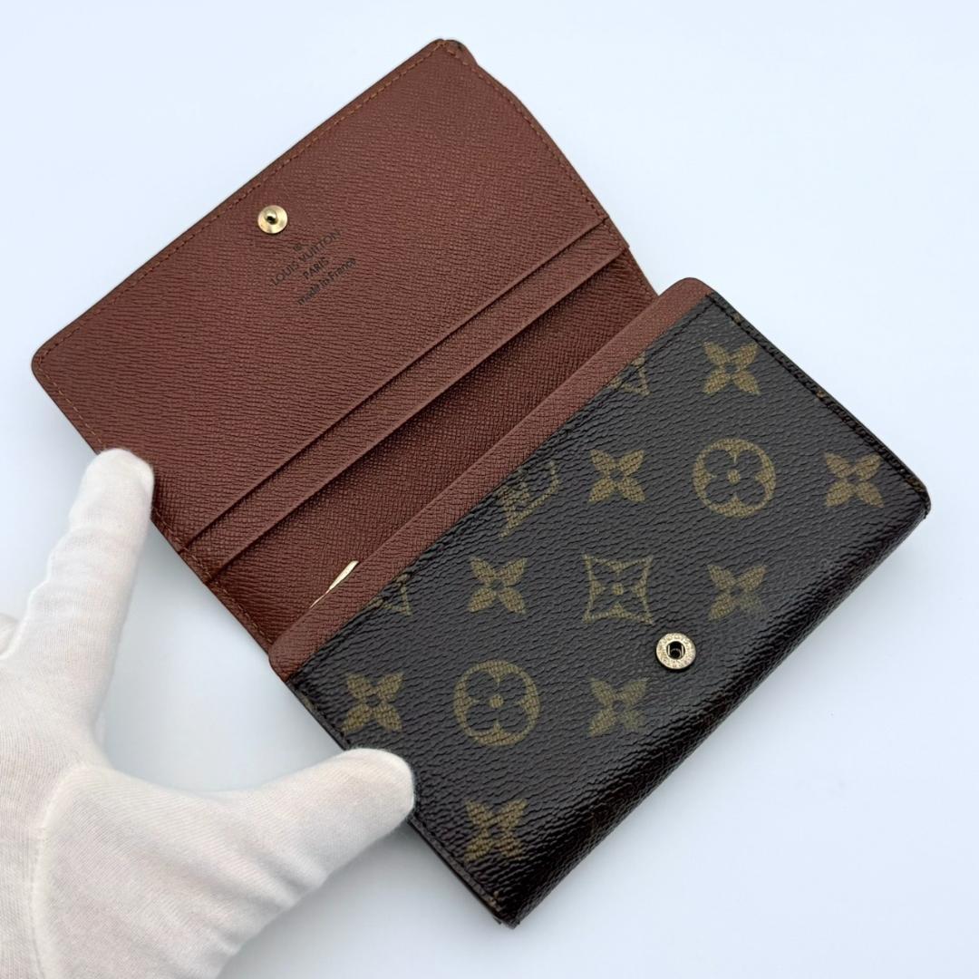 ルイヴィトン モノグラム ポルトモネビエ トレゾール 二つ折り財布 Lジップ 茶