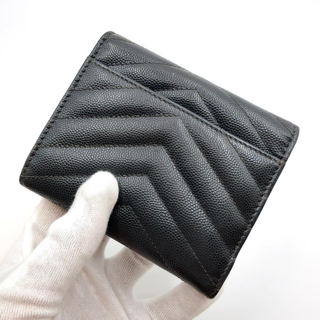 ◇サンローラン◇レザー/Vステッチ/コンパクト/三つ折り財布/PLB403943