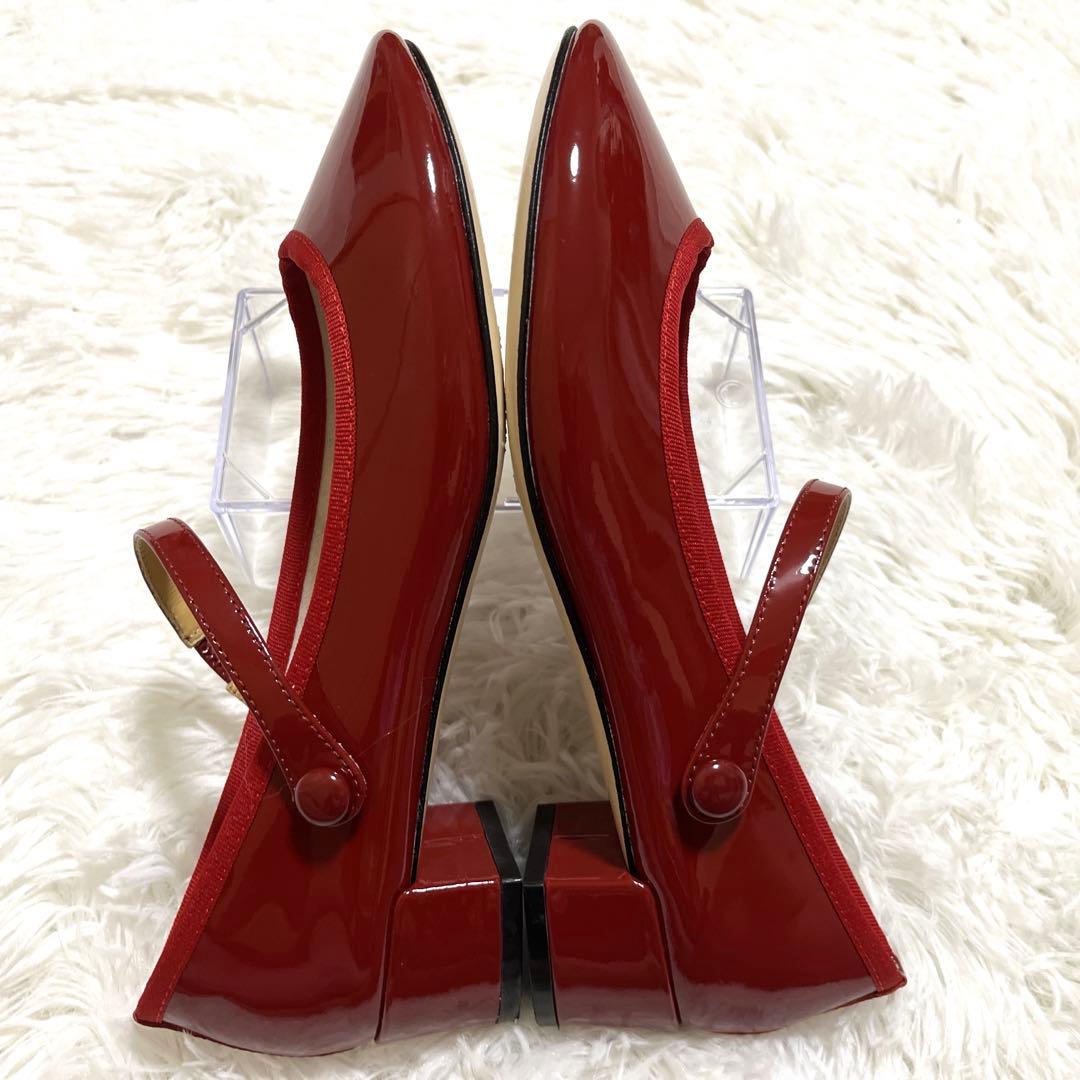 極美品　レペット　パンプス　エナメル　ストラップ　ベルト　赤　24.5 バレエ