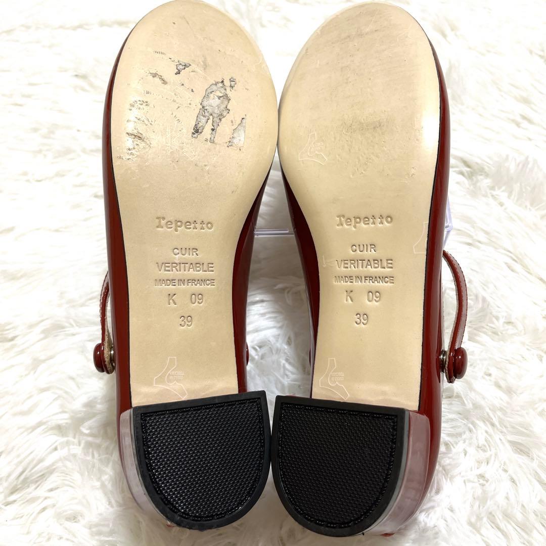 極美品　レペット　パンプス　エナメル　ストラップ　ベルト　赤　24.5 バレエ