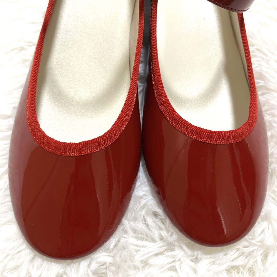 極美品　レペット　パンプス　エナメル　ストラップ　ベルト　赤　24.5 バレエ