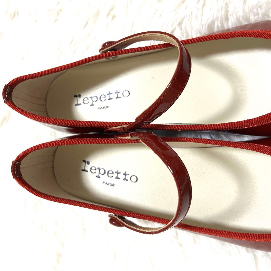 極美品　レペット　パンプス　エナメル　ストラップ　ベルト　赤　24.5 バレエ