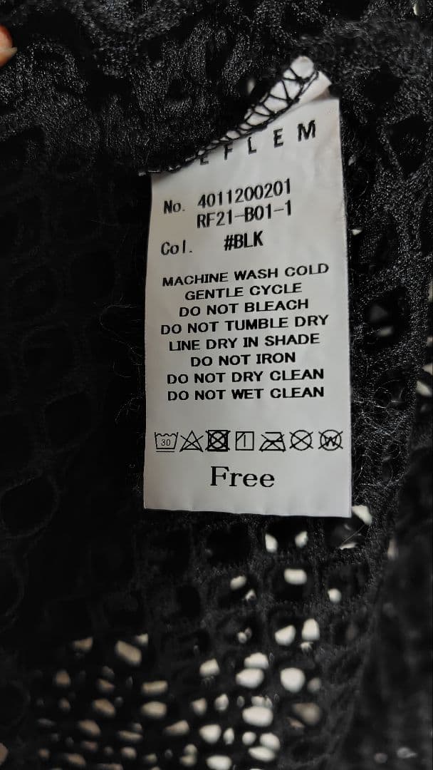 REFLEM 　レフレム　ブラック メッシュ 長袖 トップス