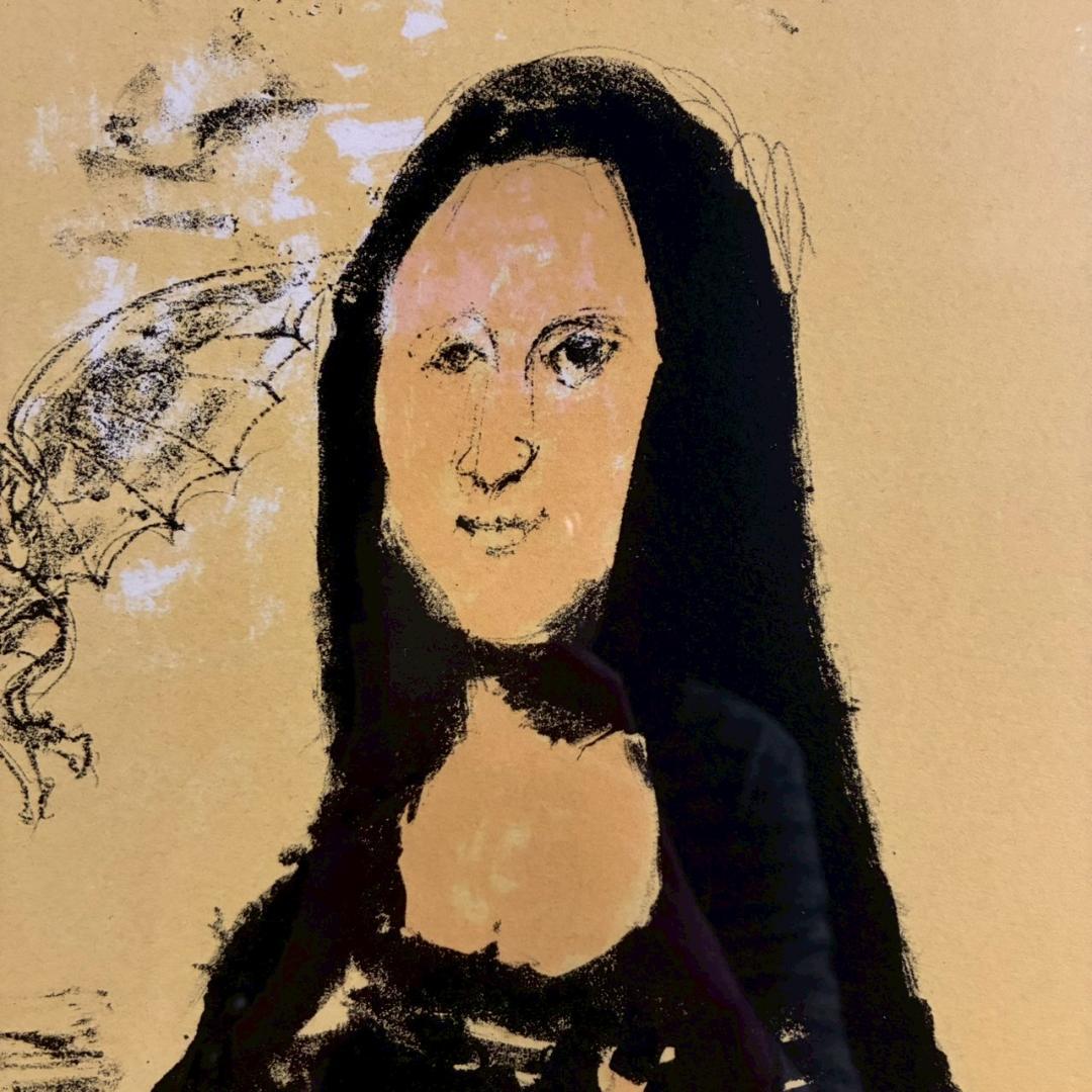 美品 福沢一郎「モナリザ」リトグラフ 直筆サイン入り 額縁入り シュルレアリスム