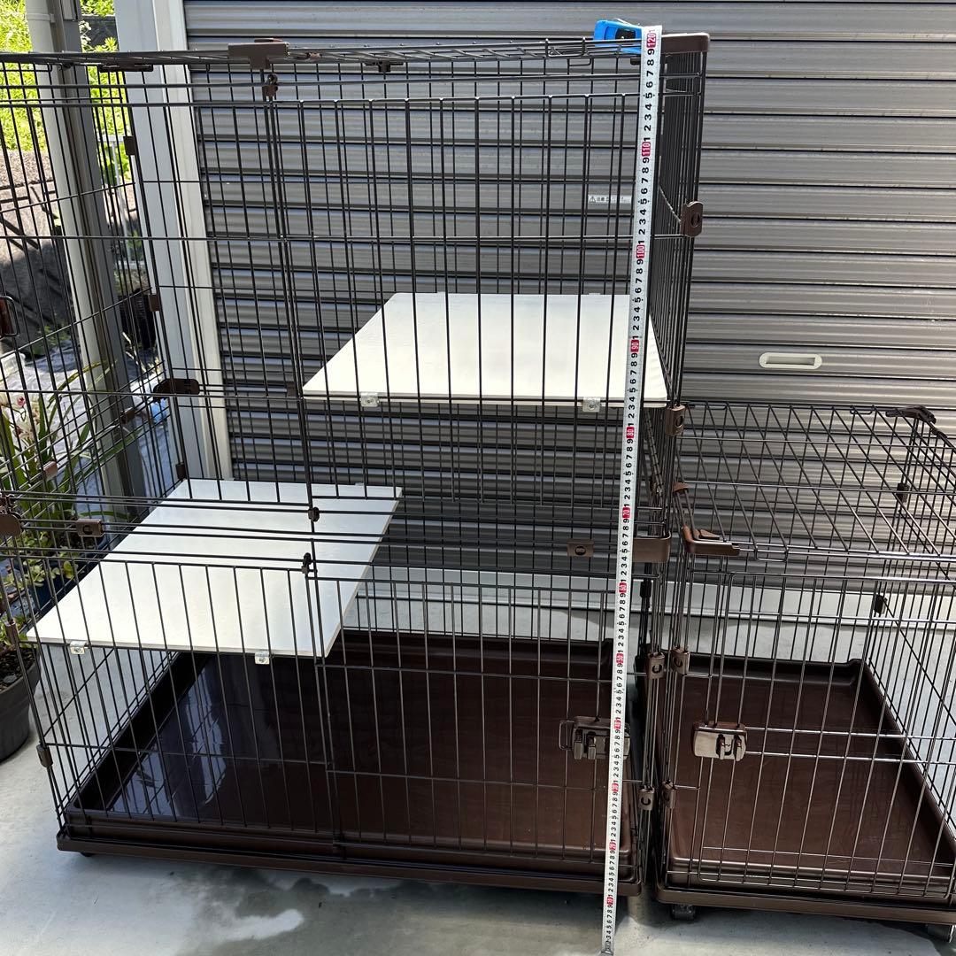 ブラウンキャットケージ 2段棚付き