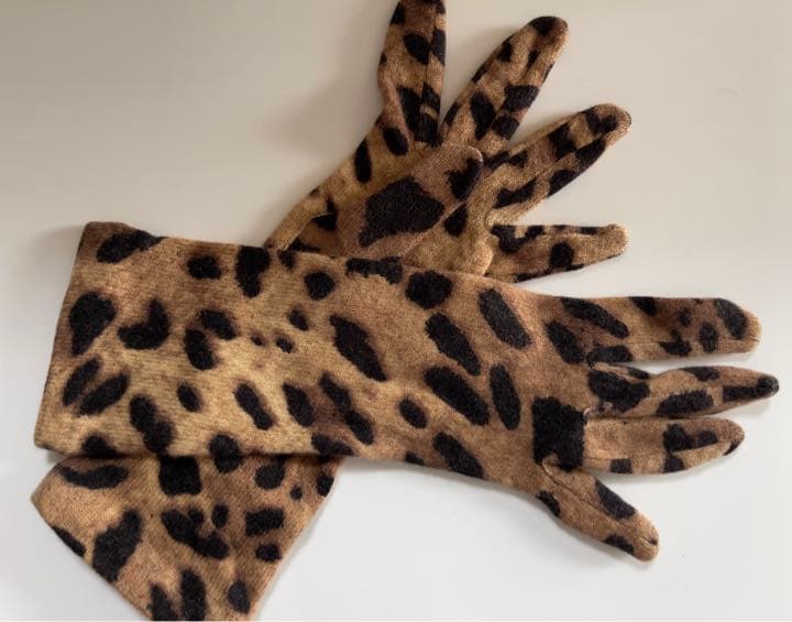 DOLCE&GABBANAレオパード カシミアロンググローブ