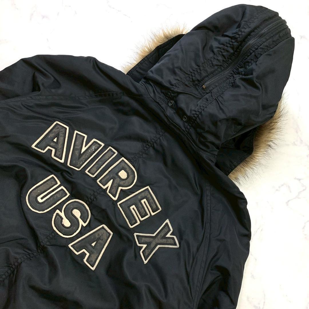 希少バックロゴ★AVIREX N-2B フライトジャケット 黒 L　D531