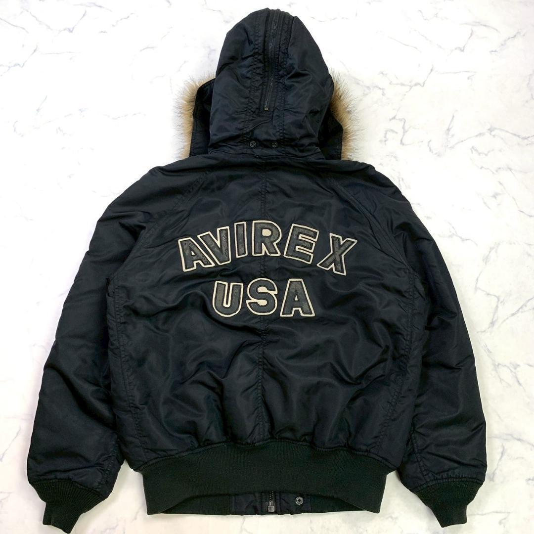 希少バックロゴ★AVIREX N-2B フライトジャケット 黒 L　D531