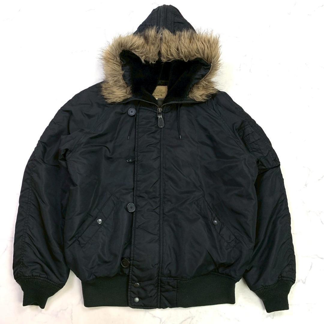 希少バックロゴ★AVIREX N-2B フライトジャケット 黒 L　D531