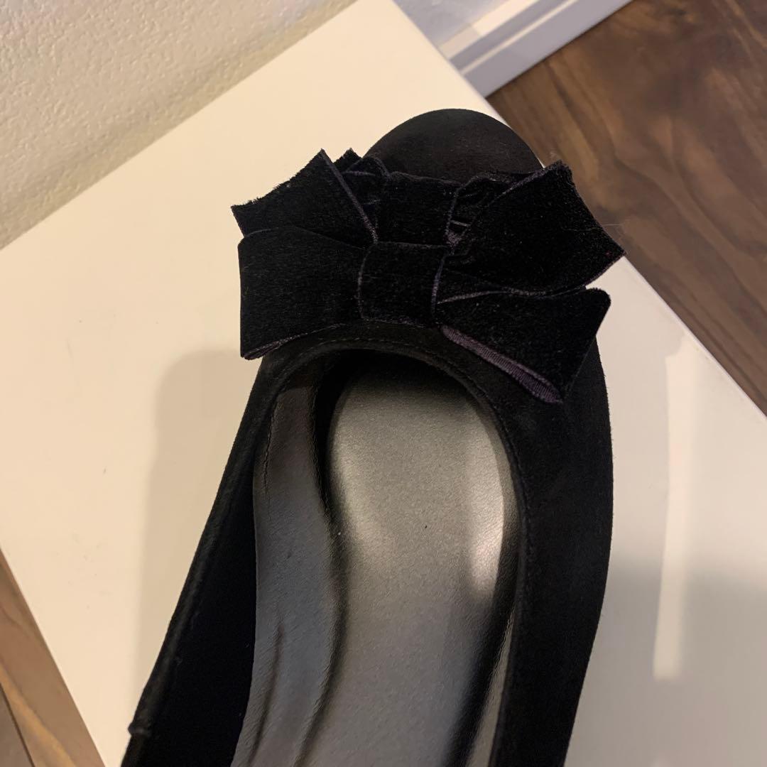 HILLS AVENUE 黒スエードリボンパンプス　23.5センチ