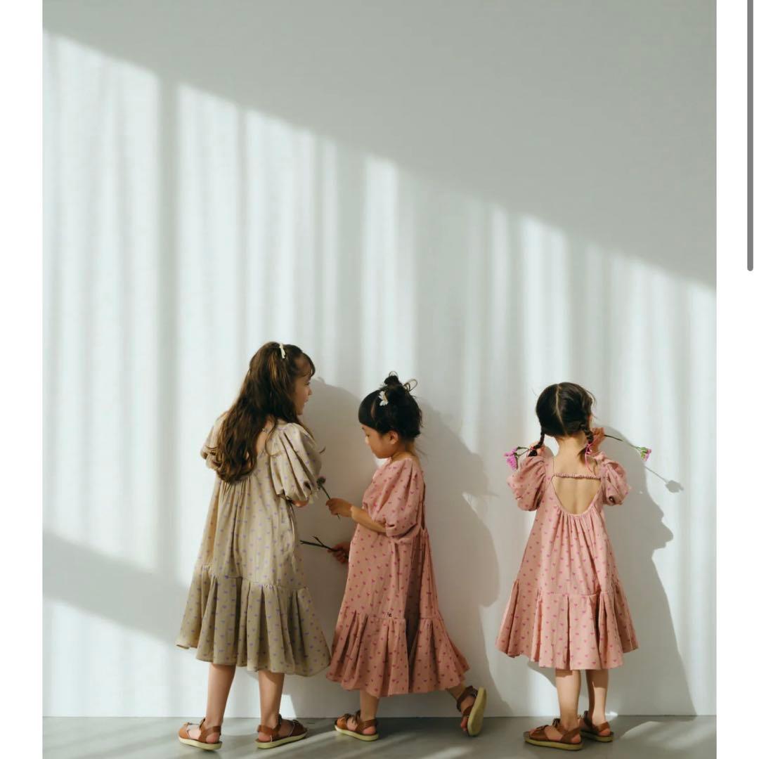 uhr heart mom dress pink ハート　ピンク 3-4y