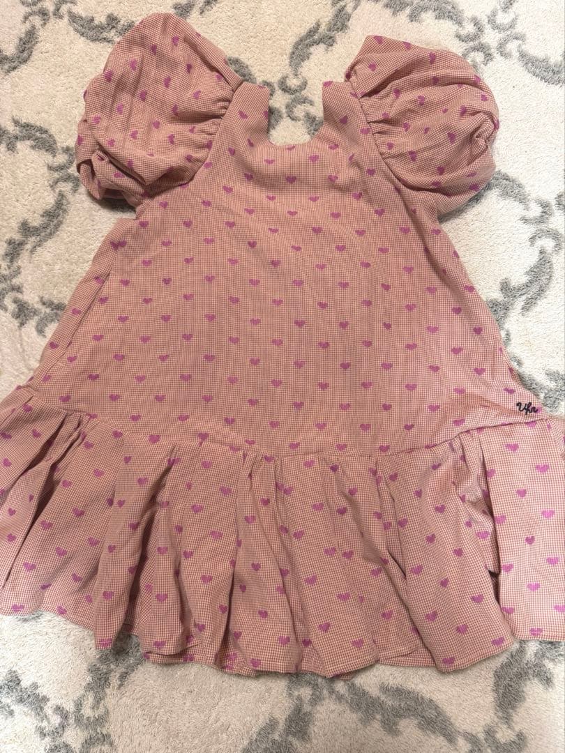 uhr heart mom dress pink ハート　ピンク 3-4y