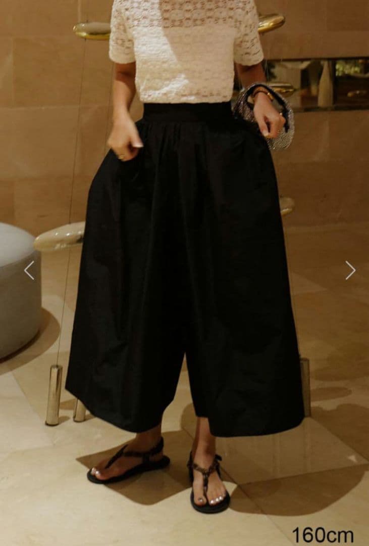 machatt メモリーキュロットパンツ ブラック