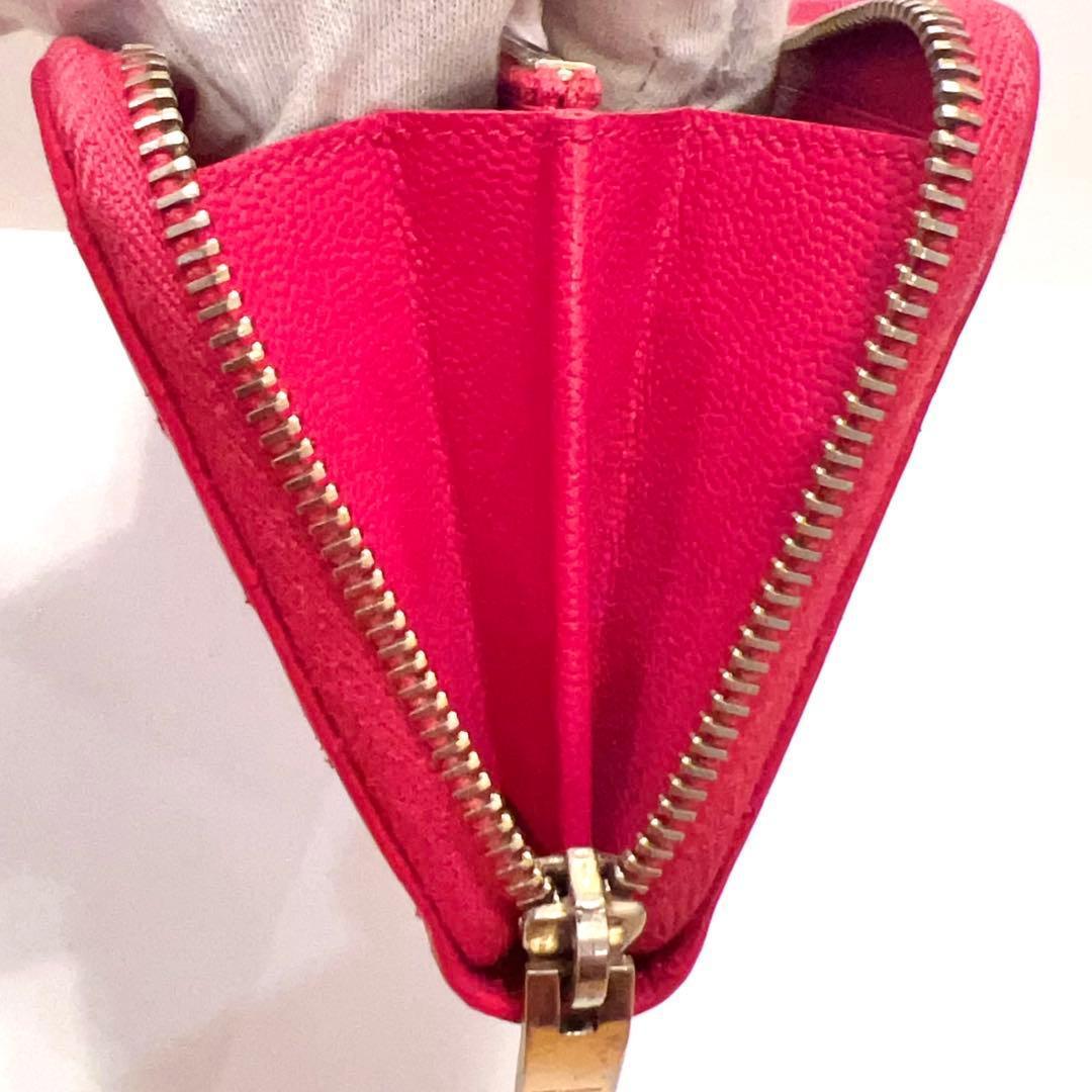 サンローラン 長財布 カサンドラ ラウンドファスナー キャビアスキン ピンク