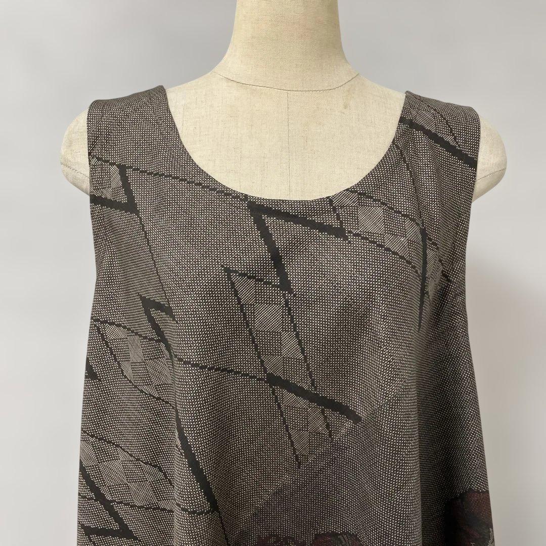 着物ワンピーステントラインロング丈《16》大島紬(龍郷柄7＆9マルキ)L〜L L