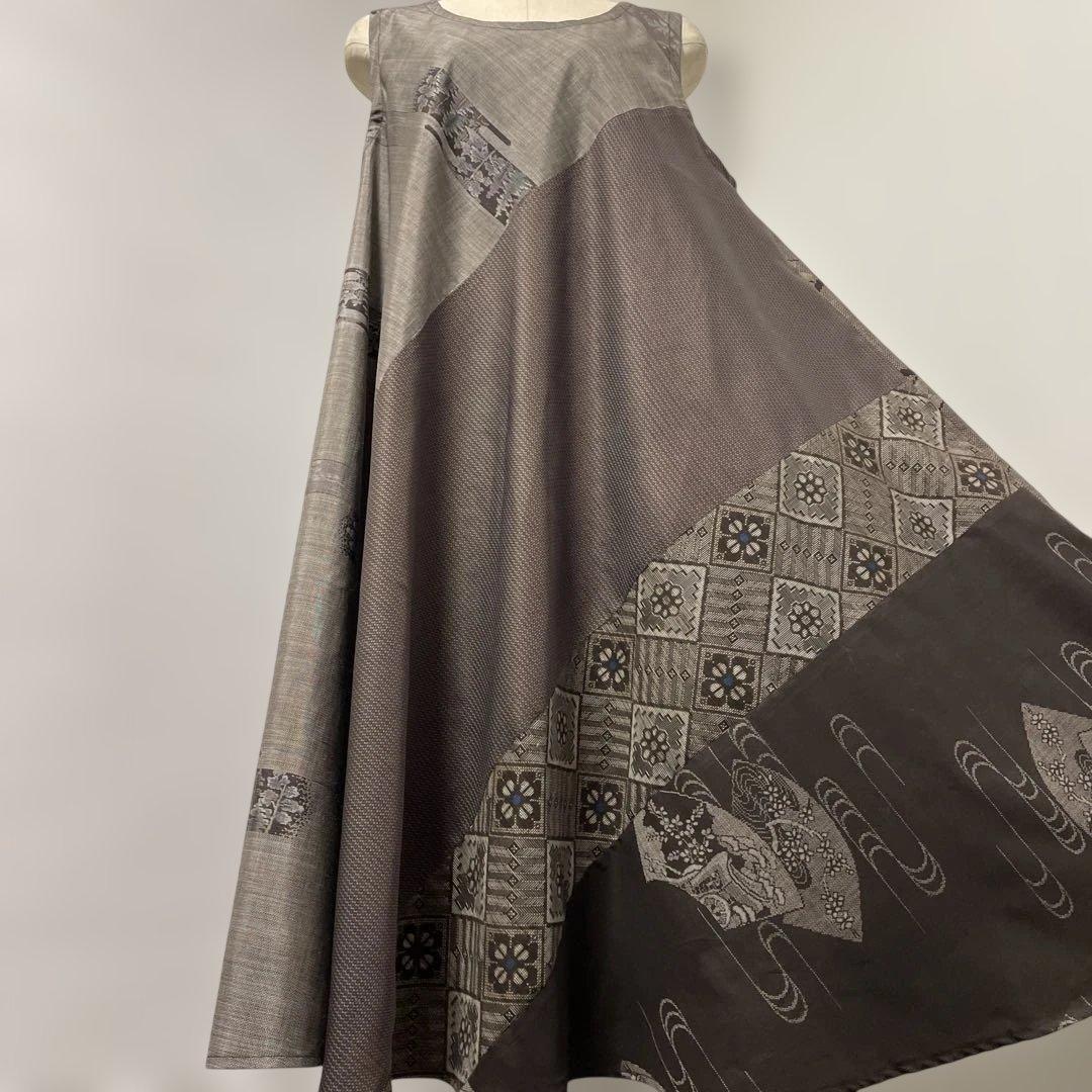 着物ワンピーステントラインロング丈《16》大島紬(龍郷柄7＆9マルキ)L〜L L