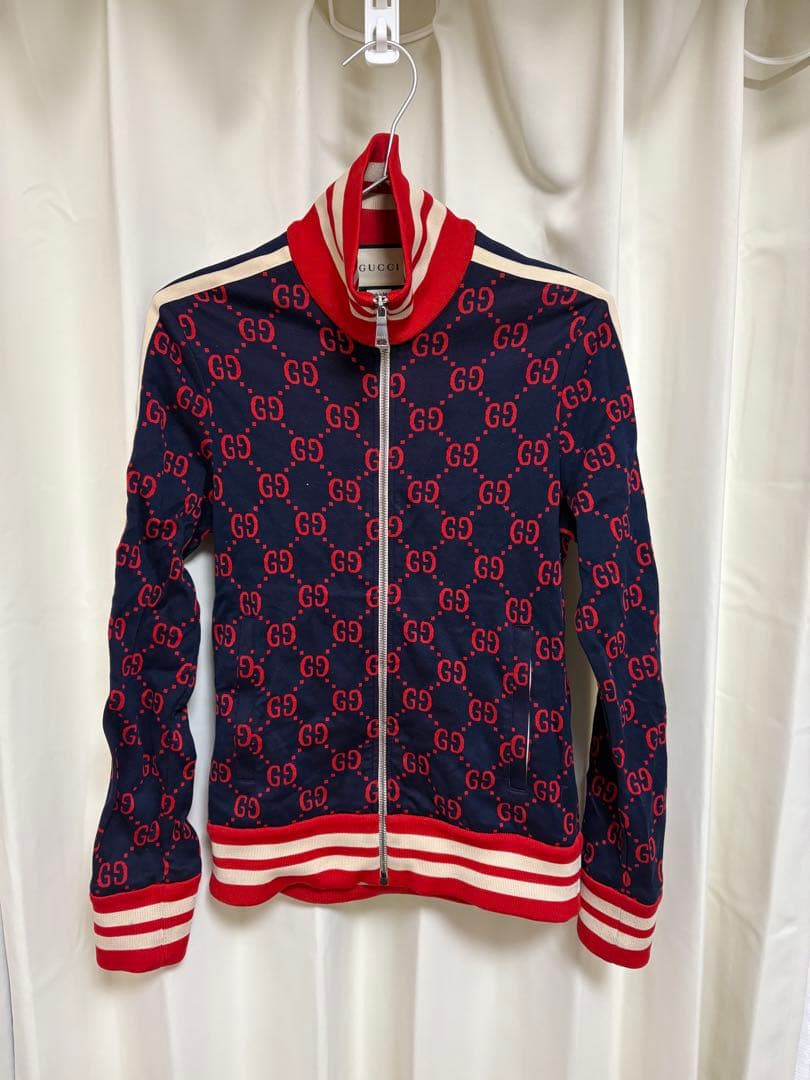Gucci GGロゴ ジップアップジャケット ネイビー/レッド