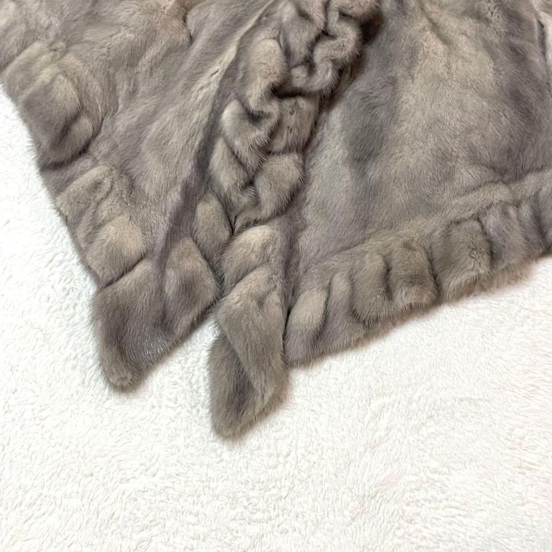 裾周り246cm サファイアミンク ポンチョ マント 羽織り MINK