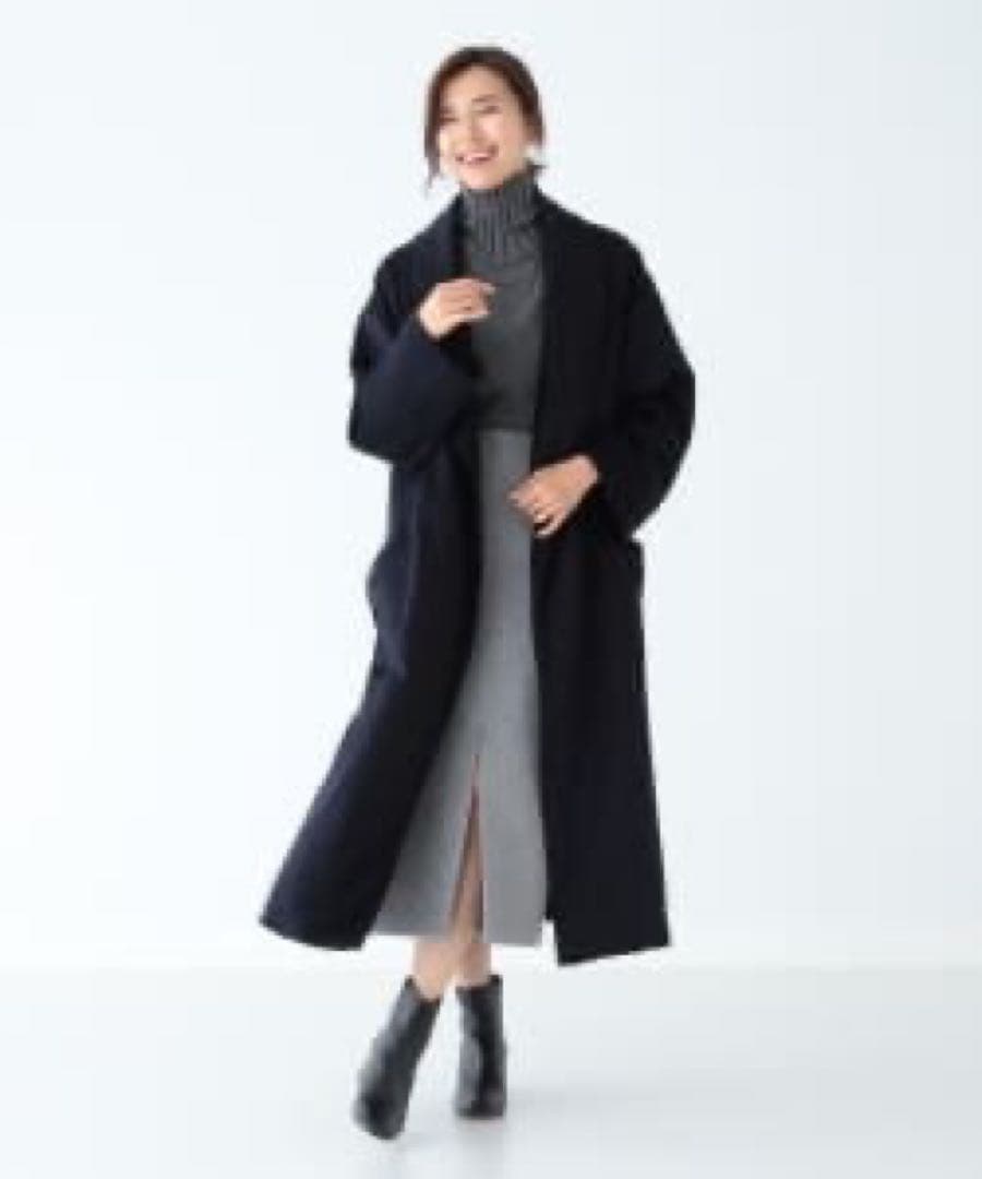 定価19.8万 EFFE BEAMS カシミヤ100% ロングガウンコート 36