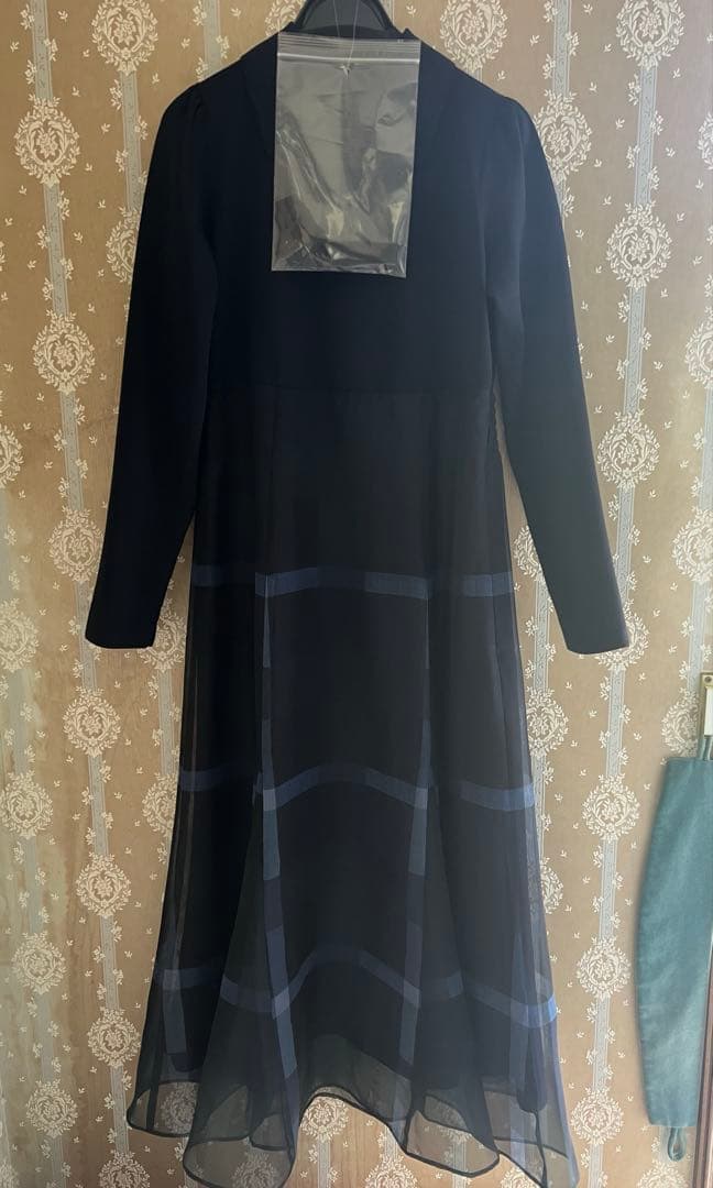 《美人百花》チェックオーガンプリントコンビドレス