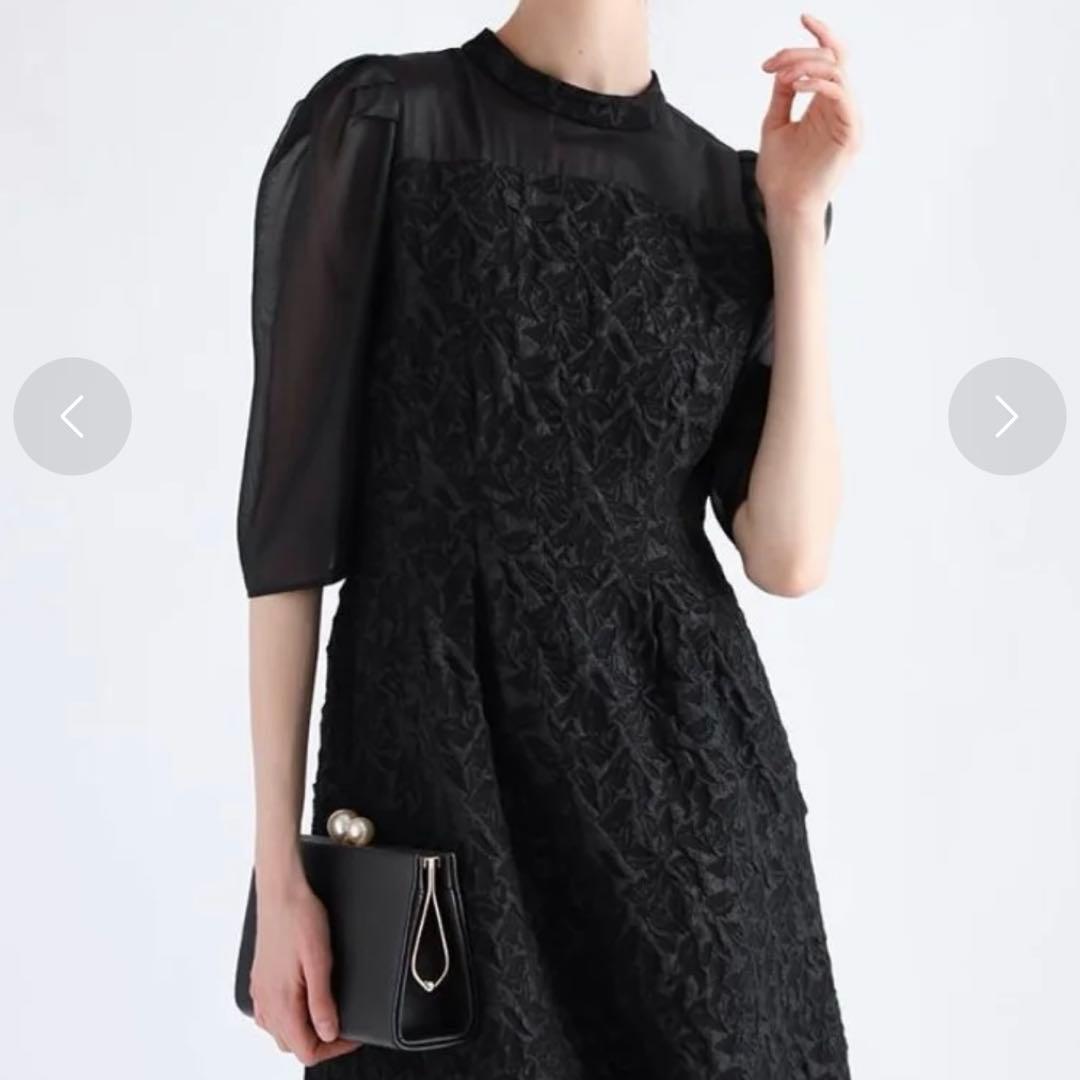 Rire Fete（リルフェテ）ふくれジャガードバックリボンドレス ヤマダヤ