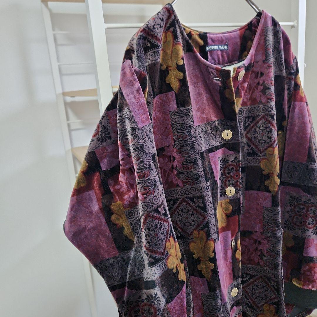 総柄着物ジャケット黒紫フェノメノンHUFメゾンスペシャルneonsign