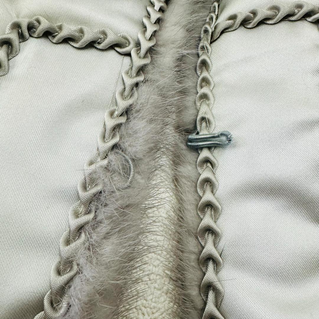 【極美品】ミンク リアルファーショール フリンジ付き 約180cm グレー