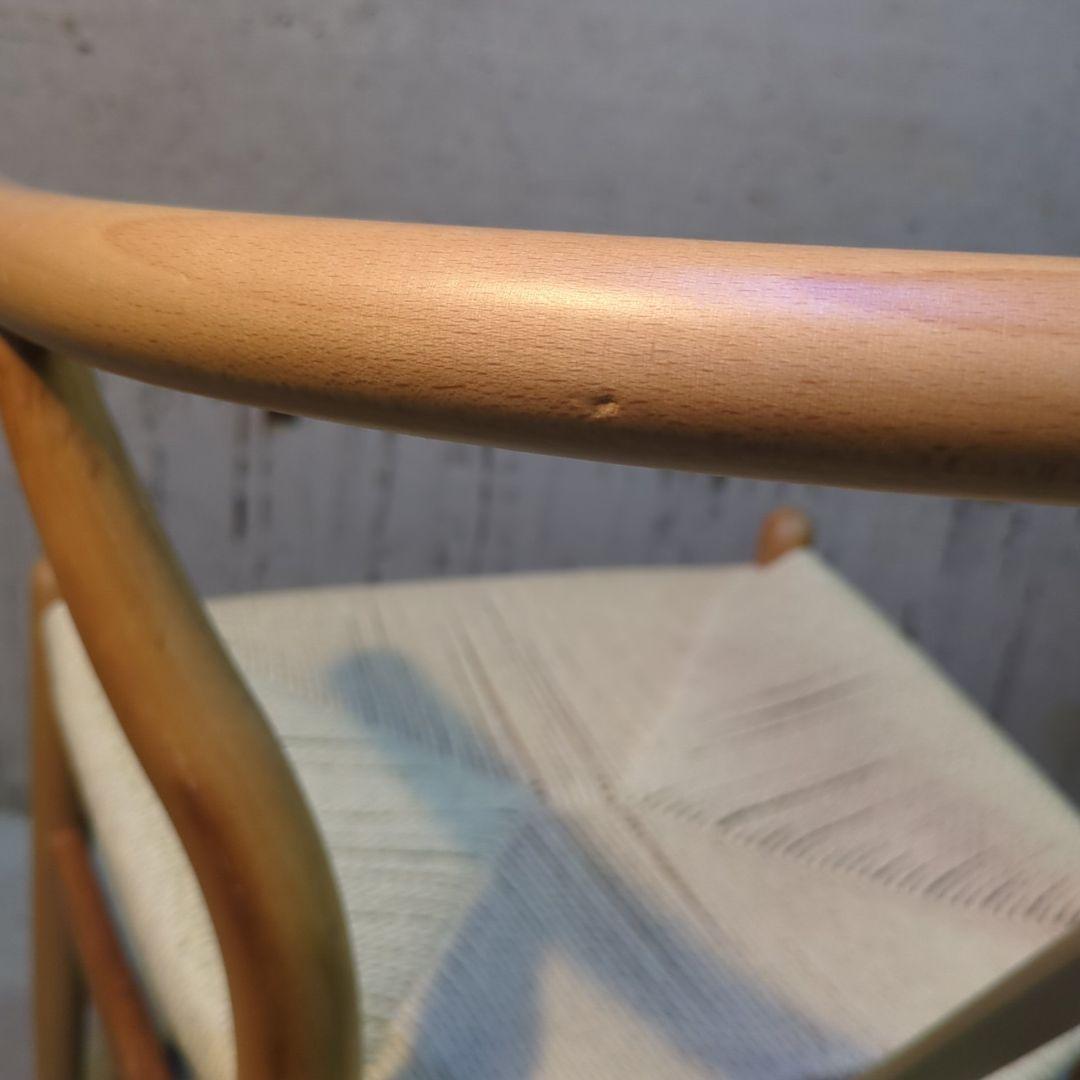 美品！ペーパーコード 天然木アームチェア ダイニングチェア Yチェア風 曲木 ③