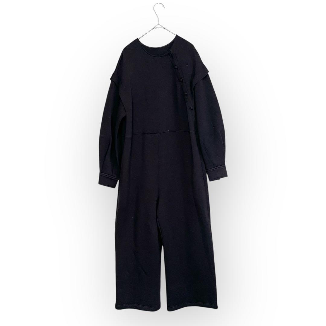 PERNA ダンボールニット サロペット オールインワン 黒