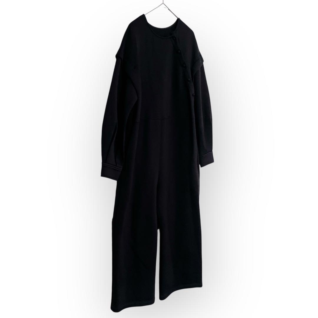 PERNA ダンボールニット サロペット オールインワン 黒