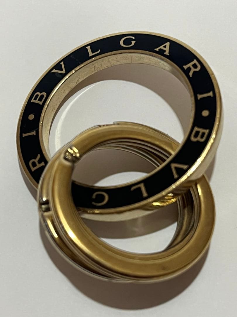 BVLGARI 3連 キーリング キーホルダー ゴールド・ブラック
