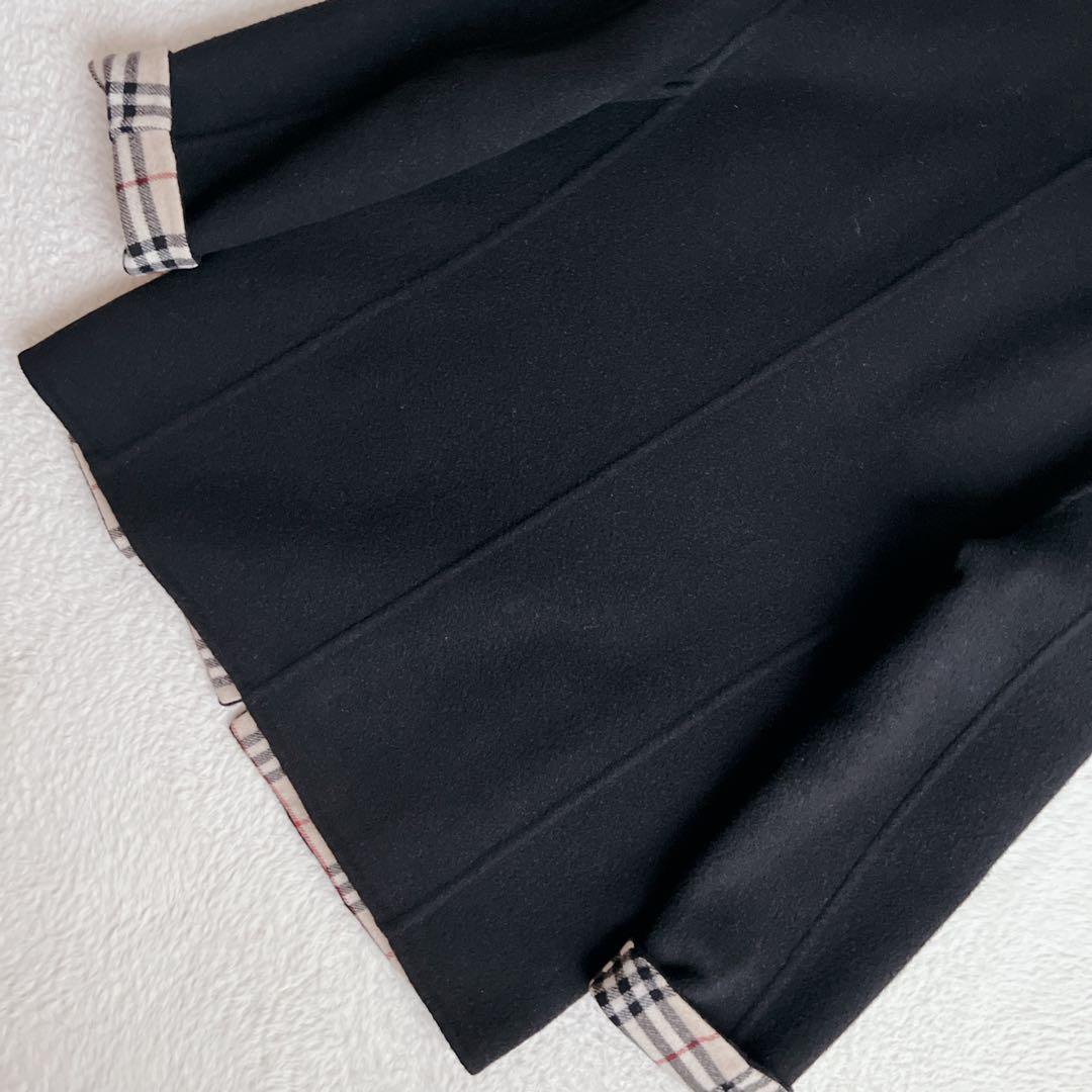 バーバリーロンドン ダブルフェイス コート ノバチェック カシミヤ ブラック L