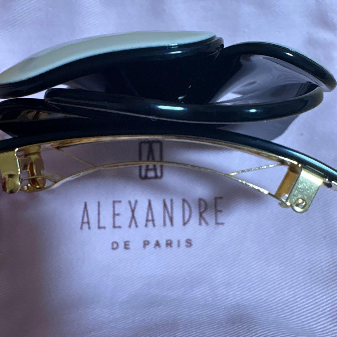 アレクサンドル ドゥ パリ カメリアバレッタ ベージュ×ブラック