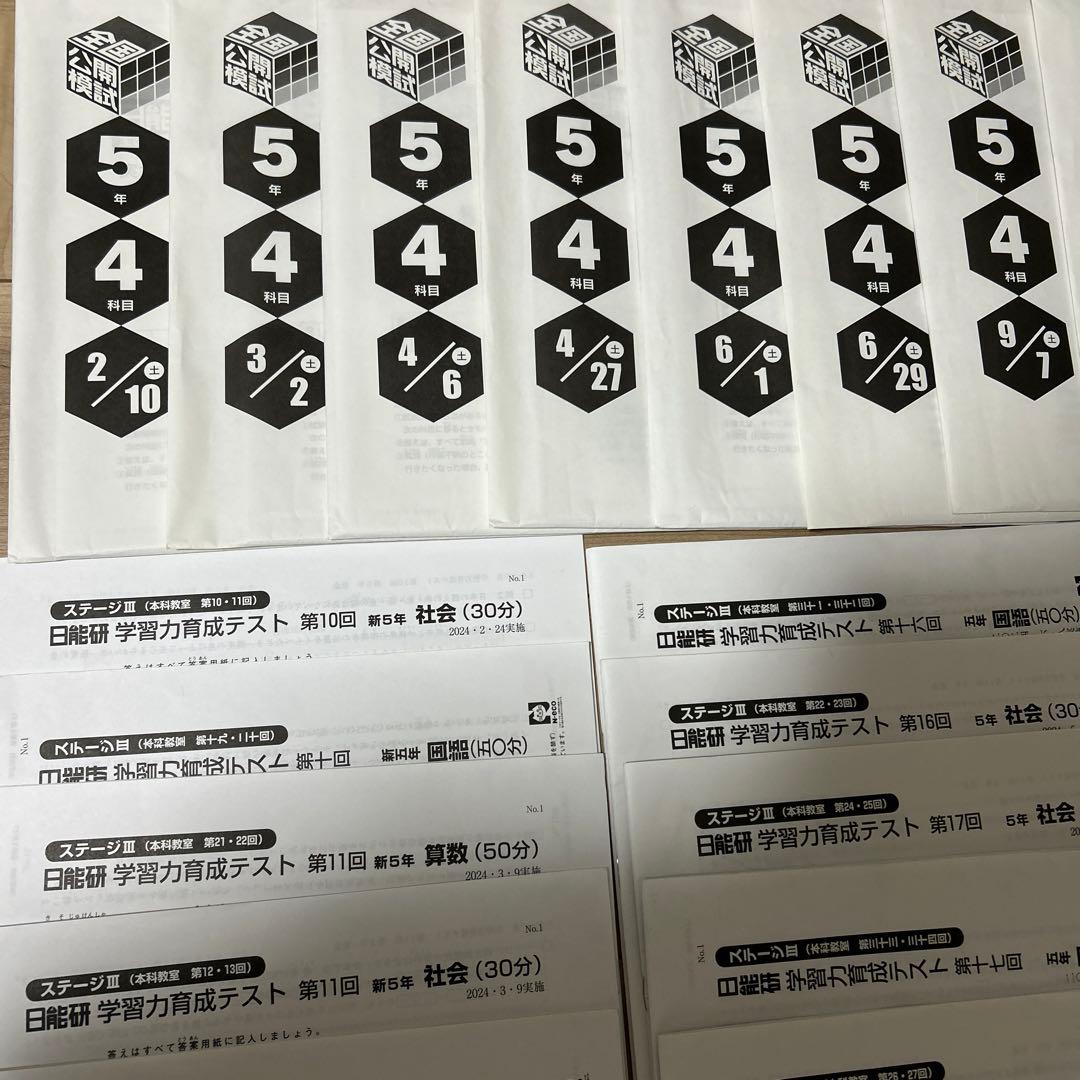 【即日発送可】日能研５年2024年（最新）育成・思考力・講習テスト公開模試