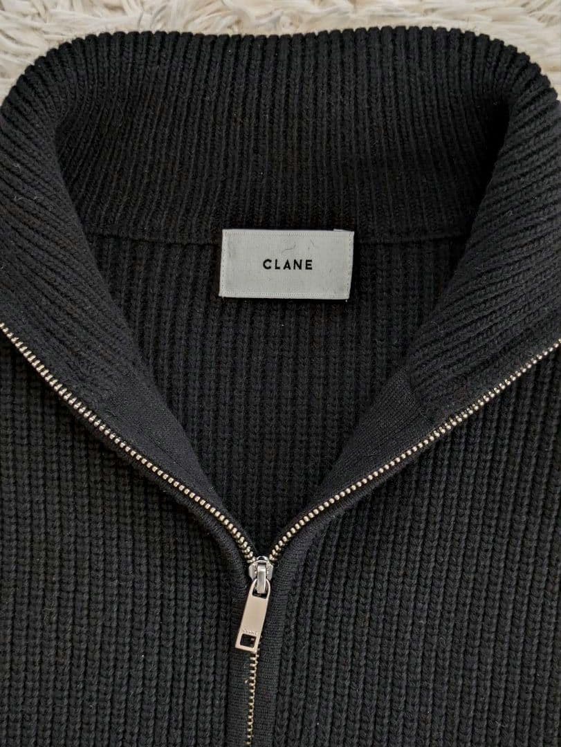 CLANE　ジップカラーニットベスト　ハイネック　ダブルジップ　黒　サイズ1