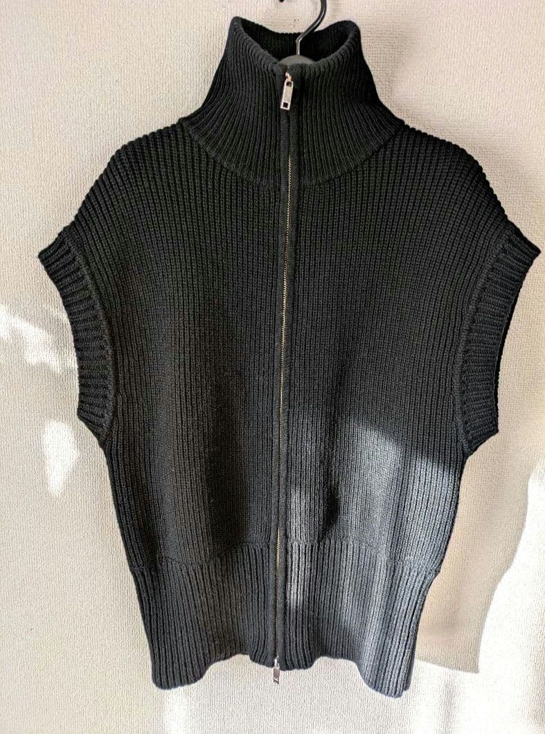 CLANE　ジップカラーニットベスト　ハイネック　ダブルジップ　黒　サイズ1