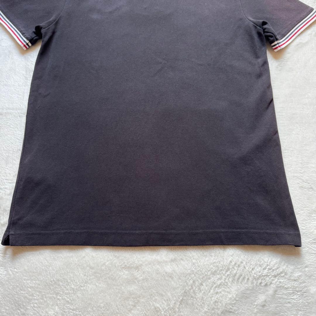 MONCLER モンクレール 半袖 ポロシャツ ロゴワッペン 鹿子 黒 衿白 S