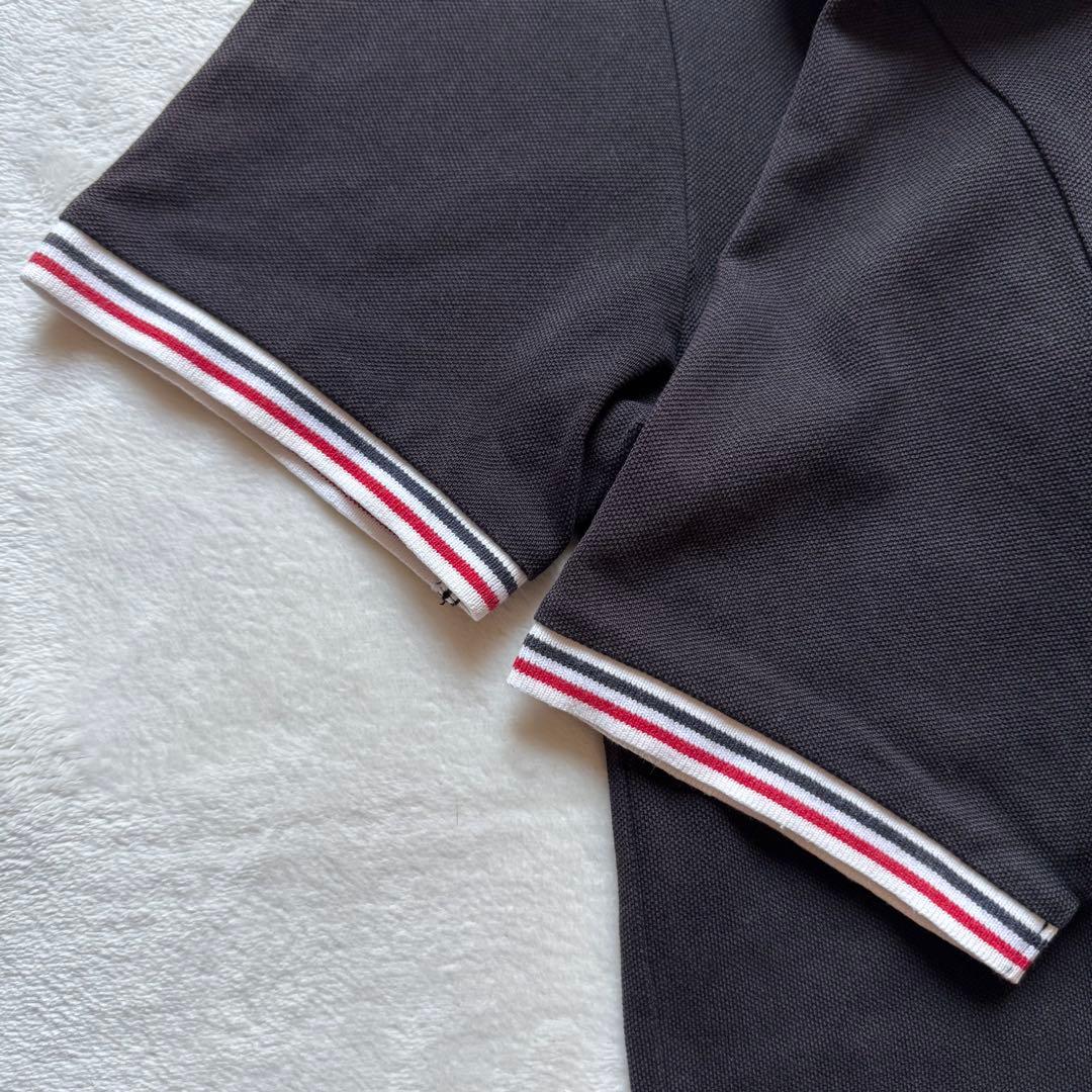 MONCLER モンクレール 半袖 ポロシャツ ロゴワッペン 鹿子 黒 衿白 S