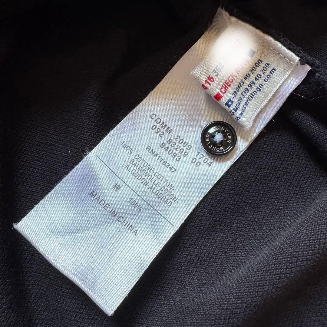 MONCLER モンクレール 半袖 ポロシャツ ロゴワッペン 鹿子 黒 衿白 S