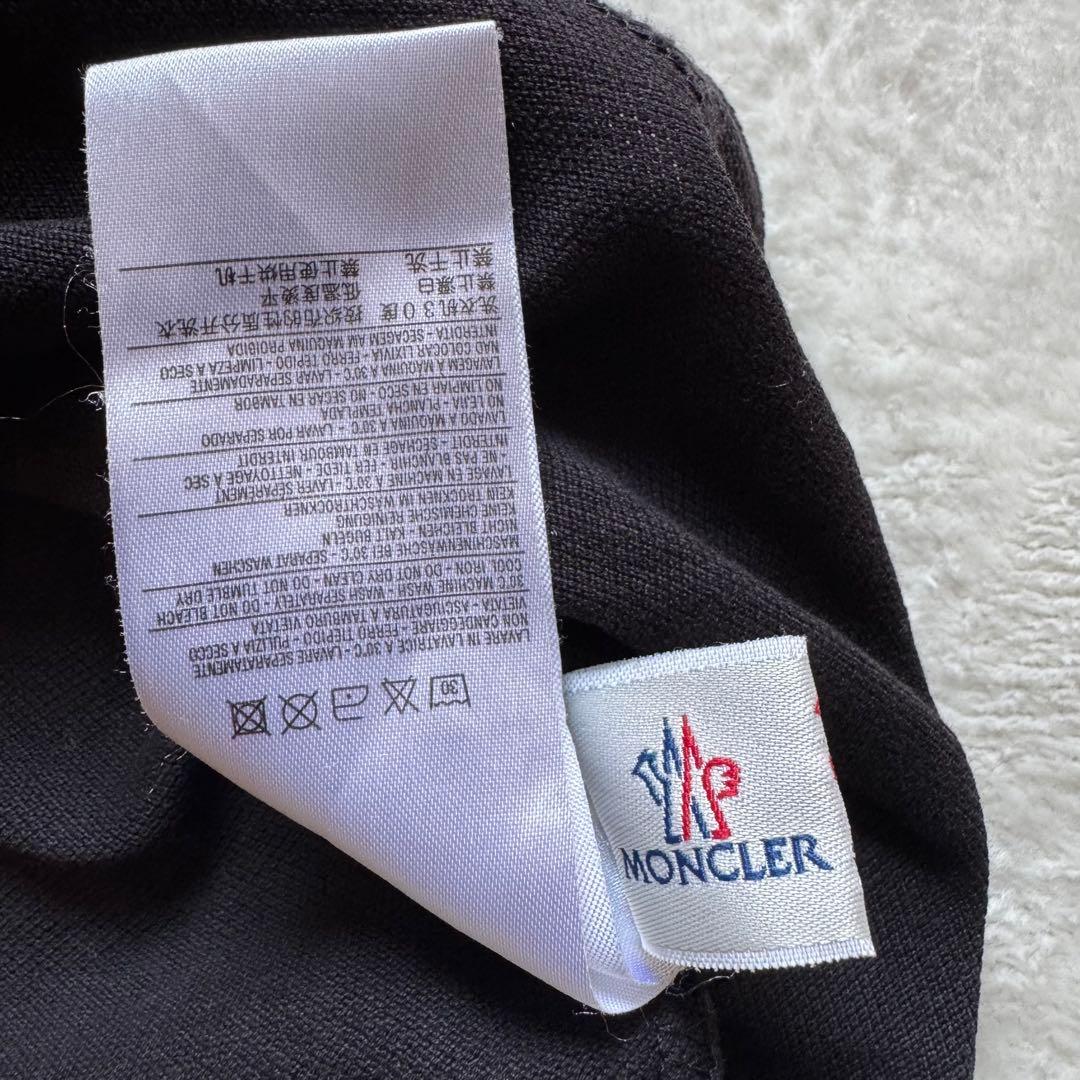 MONCLER モンクレール 半袖 ポロシャツ ロゴワッペン 鹿子 黒 衿白 S