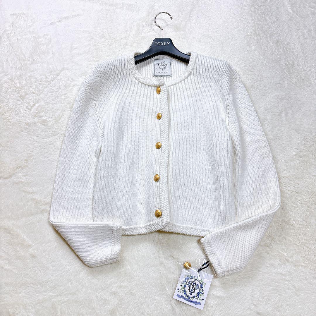 SEVEN TEN セブンテン ニット ジャケット 鹿の子 エンブレムボタン