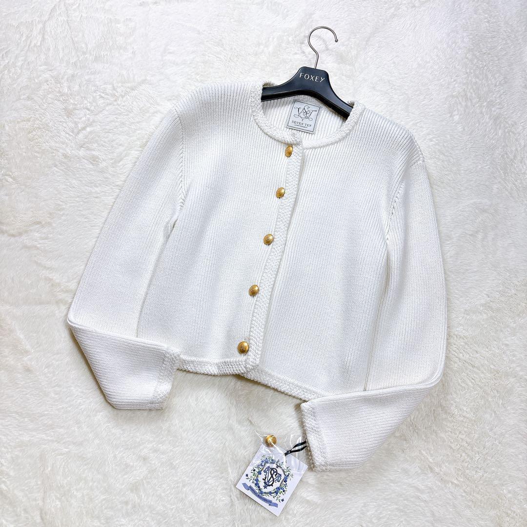 SEVEN TEN セブンテン ニット ジャケット 鹿の子 エンブレムボタン