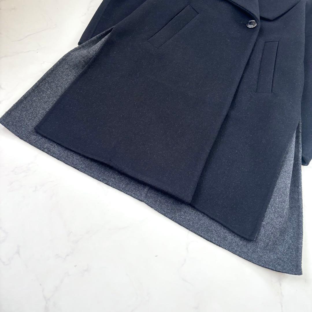 【美品 23AW】エンフォルド WOOL COAT ウール リバーコート 黒 S