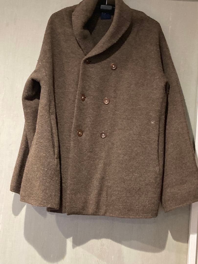 45R ウール ダブルブレストピーコート ブラウン