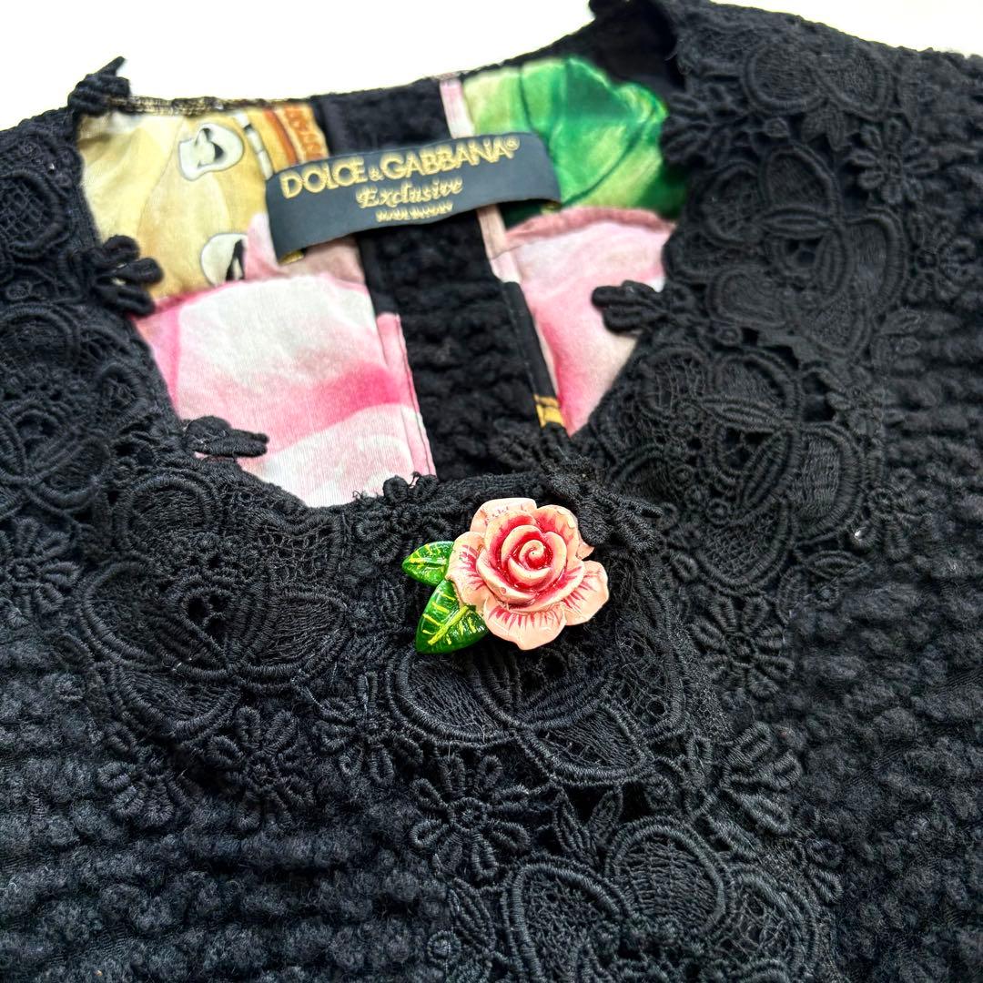 希少 DOLCE & GABBANA ローズボタン ツイードジャケット 薔薇