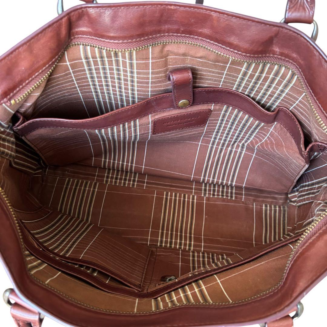 【美品】 マザーハウス トートバッグ レザー 肩掛け A4 キャメル ビジネス