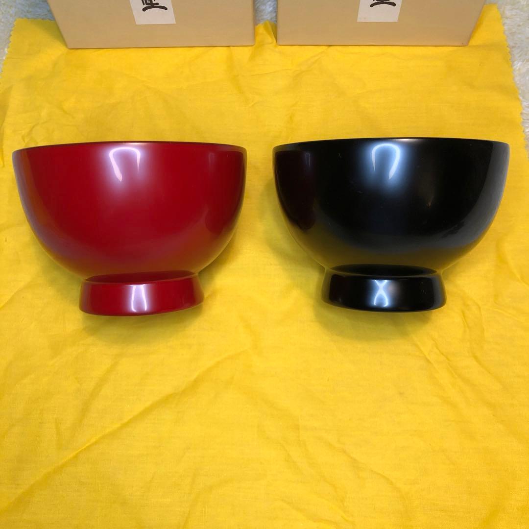 輪島塗 合鹿椀 大向高洲堂 汁椀 お椀 黒塗 朱塗 小 夫婦椀 箱入り