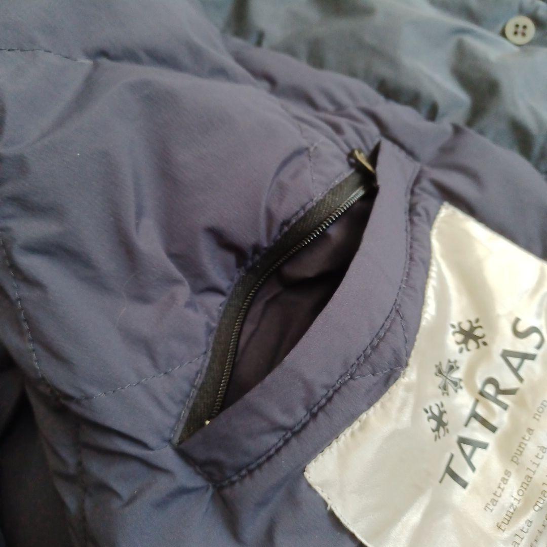 TATRAS　 ネイビー 　ダウンケープ　ポンチョファ―付き